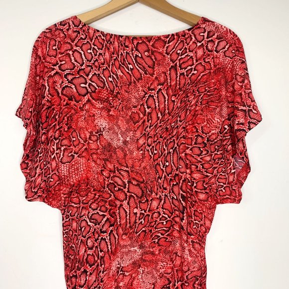 CARMEN MARC VALVO COUTURE Red Snakeskin Ruched Swim Cover Up Dress Sz XS - Picture 7 of 9